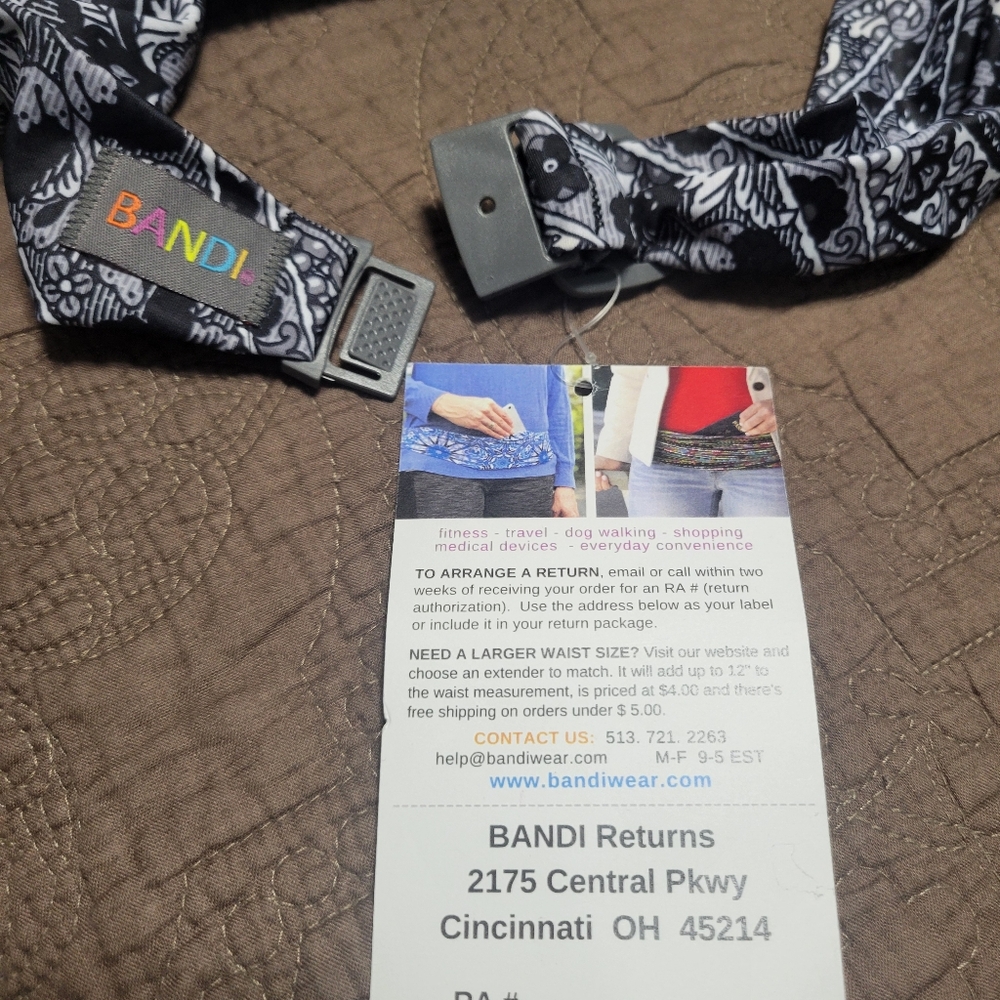 BANDI Classic Pocket Belt, travel belt, black and white, Large  NEW - Picture 6 of 10